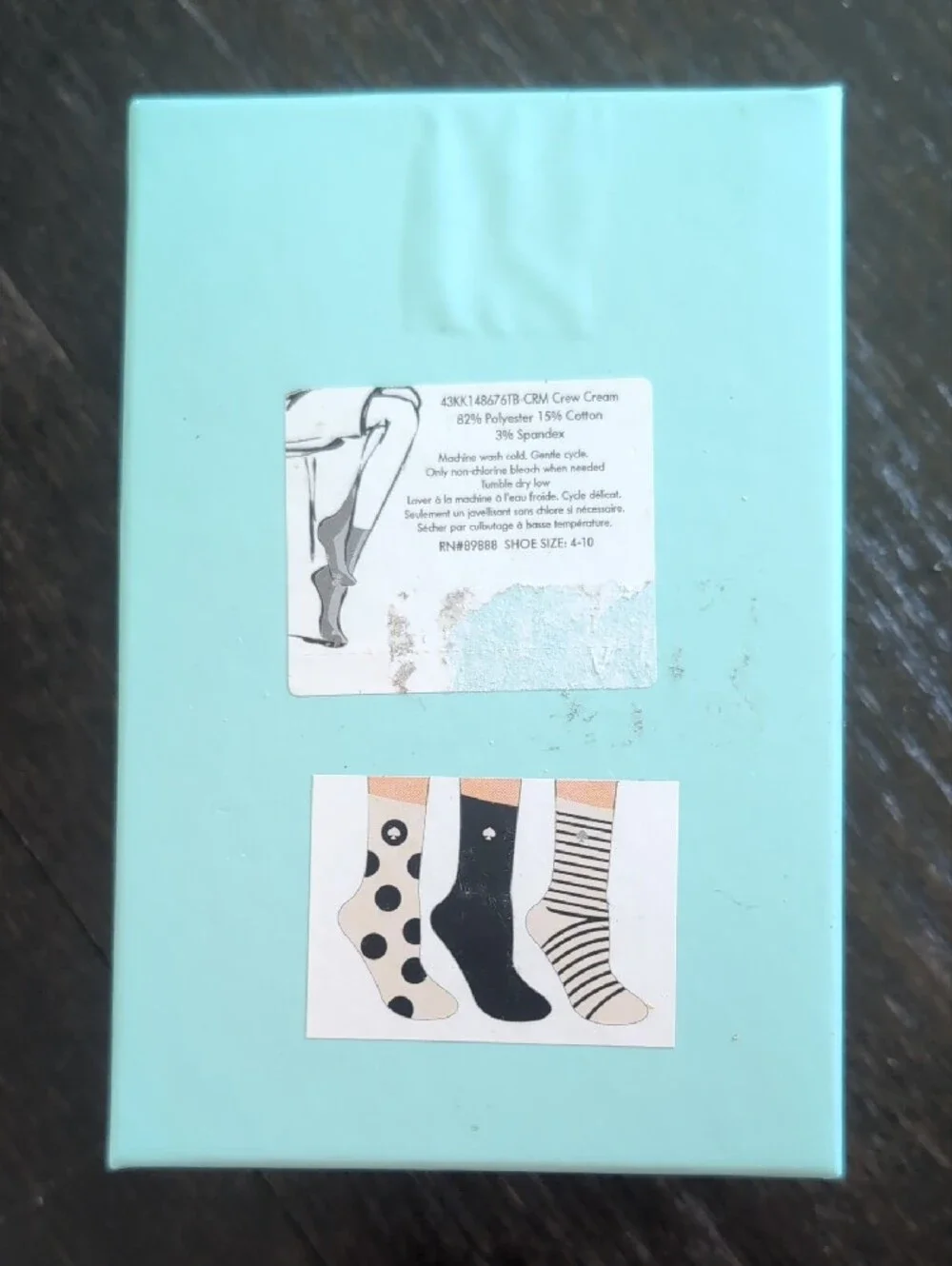 NWT Kate Spade Black & White Women's Crew Socks - 3 Pack